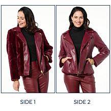 IMAN Global Chic Reversible Faux Fur to Faux Leather Jacket