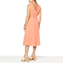 IMAN Global Chic Smocked Waist Gauze Midi Dress