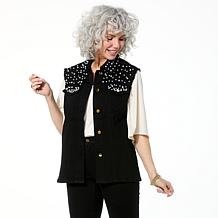 IMAN Global Chic Studded Denim Vest