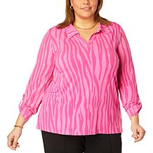 IMAN Global Chic Tiger Print Popover Top