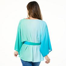 Iman Ombre Dramatic Sleeve Top with Belt