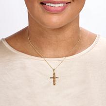 Imperial Silver Cobblestone Diamond-Cut Cross Pendant Necklace