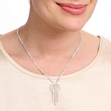 Imperial Silver Diamond-Cut Wheat Chain Fringe Drop Necklace