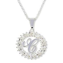 Imperial Silver Diamond-Cut Wheat Link Initial Pendant with 18" Cha...