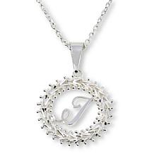 Imperial Silver Diamond-Cut Wheat Link Initial Pendant with 18" Cha...