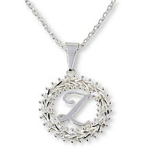 Imperial Silver Diamond-Cut Wheat Link Initial Pendant with 18" Cha...