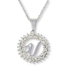 Imperial Silver Diamond-Cut Wheat Link Initial Pendant with 18" Cha...
