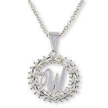 Imperial Silver Diamond-Cut Wheat Link Initial Pendant with 18" Cha...