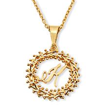 Imperial Silver Diamond-Cut Wheat Link Initial Pendant with 18" Cha...