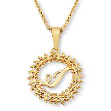 Imperial Silver Diamond-Cut Wheat Link Initial Pendant with 18" Cha...