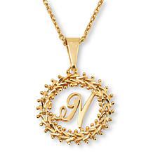 Imperial Silver Diamond-Cut Wheat Link Initial Pendant with 18" Cha...