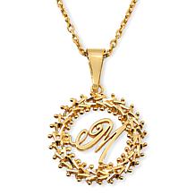 Imperial Silver Diamond-Cut Wheat Link Initial Pendant with 18" Cha...