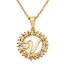 Imperial Silver Diamond-Cut Wheat Link Initial Pendant with 18" Cha...