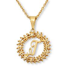 Imperial Silver Diamond-Cut Wheat Link Initial Pendant with 18" Cha...