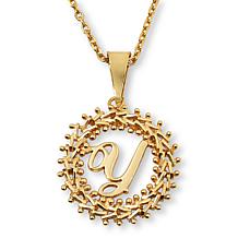 Imperial Silver Diamond-Cut Wheat Link Initial Pendant with 18" Cha...