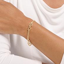 Imperial Silver Double-Heart Wheat Chain Bracelet