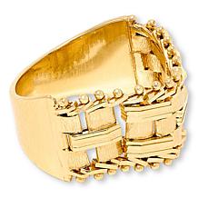 Imperial Silver Flexible Multi-Row Diamond-Cut Cobblestone Ring