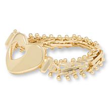Imperial Silver Heart-Motif Diamond-Cut Wheat Chain Ring