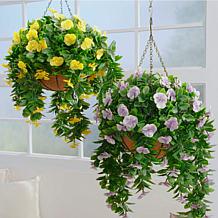 Improvements 17" Faux Pansy Flower Hanging Basket