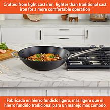 IMUSA 14" Light Cast Iron Wok with Stainless Steel Handle - Black