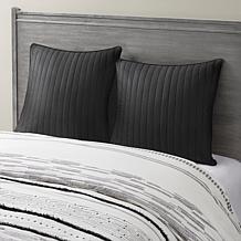 INK+IVY Camila Cotton Quilted Euro Sham - Black - 26" x 26"