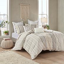 INK+IVY Imani Cotton Printed Duvet Cover Set w/ Chenille- King/CalKing