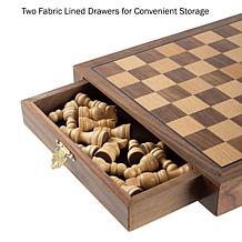 Inlaid Walnut-Style Wood Chess Set