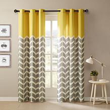 Intelligent Design Alex Chevron Grommet Curtain Pair-Yellow-42"x84"