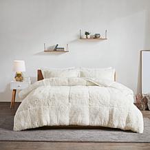 Intelligent Design Malea Shaggy Faux Fur Comforter Set Ivory - King