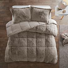 Intelligent Design Malea Shaggy Faux Fur Comforter Set Grey - King