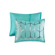 Intelligent Design  Raina Aqua/Silver Metallic Comforter Set King/CalK