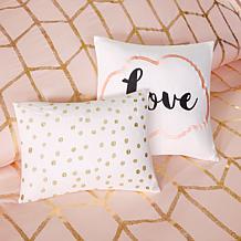 Intelligent Design  Raina Blush/Gold Metallic Comforter Set Full/Q