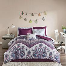 Intelligent Design  Tulay Complete Bed And Sheet Set Purple Queen
