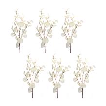 Ivory Silver Dollar Eucalyptus 6-piece Leaf Spray Set