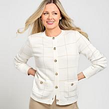 Jaclyn Smith Button-Front Long-Sleeve Sweater Jacket