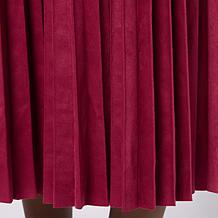 Jaclyn Smith Faux Suede Pleated Skirt with Belt