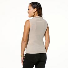 Jaclyn Smith Metallic Knit Cowl Neck Sleeveless Top