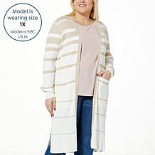 Jaclyn Smith Open Front Long Sleeve Duster Cardigan