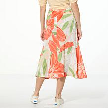 Jaclyn Smith Pebbled Crepe Bias-Seamed Pull On Midi Skirt