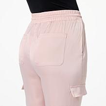 Jaclyn Smith Satin Cargo Jogger Pant