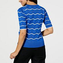 Jaclyn Smith Short-Sleeve Chevron Knit Sweater