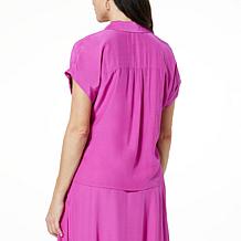 Jaclyn Smith Short-Sleeve Cuffed Button Front Shirt