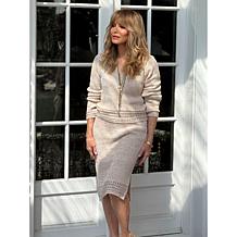 Jaclyn Smith V-Neck Sweater with Crochet Hem