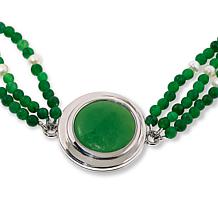 Jade of Yesteryear 3-Strand Bead Necklace with Cultured Pearl Accents