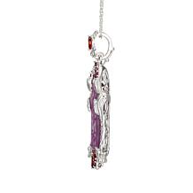 Jade of Yesteryear Carved Jade and Gemstone Prayer Pendant with Chain