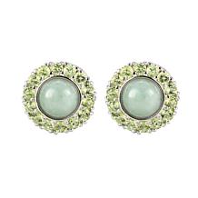 Jade of Yesteryear Green Jade and Peridot Halo Stud Earrings