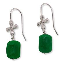 Jade of Yesteryear Jade Cross-Design Drop Earrings with CZ Accent
