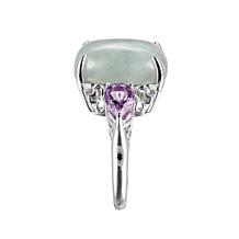 Jade of Yesteryear Sterling Silver Green Jade and Amethyst Ring