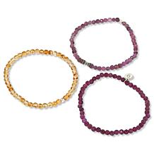 Jay King 3-Piece Citrine, Ruby & Pink Sapphire Birthstone Bracelet Set