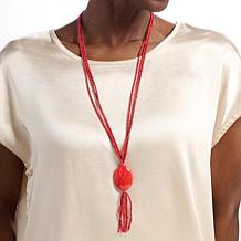 Jay King 3-Strand Red Coral Tassel Drop Necklace